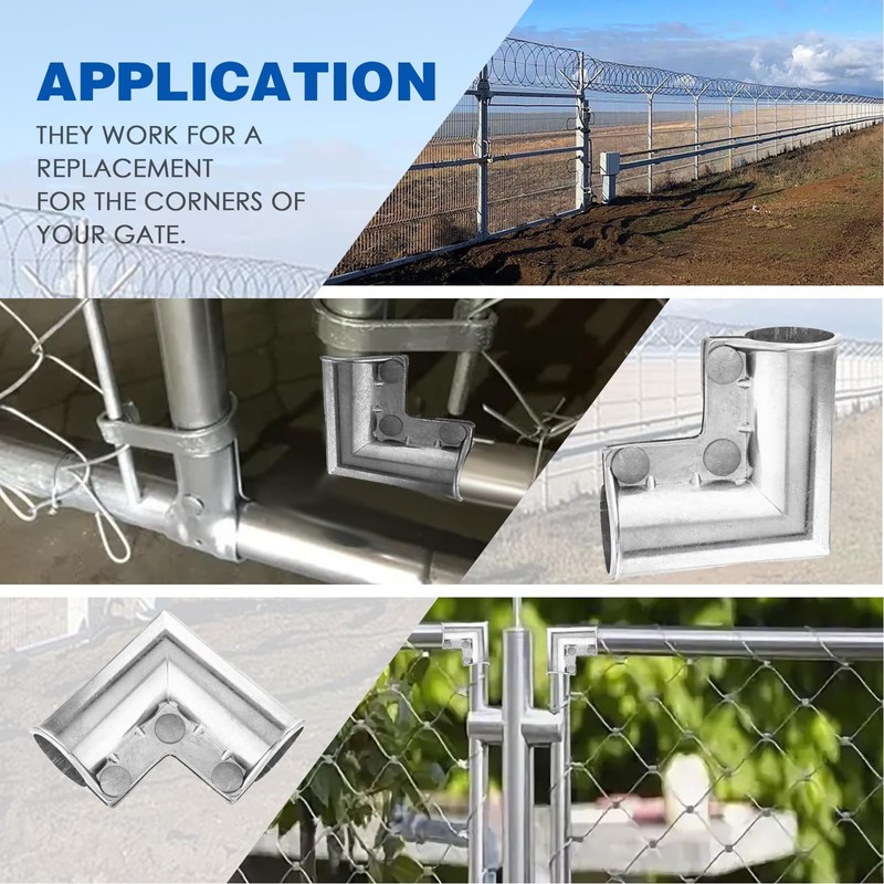 4 Pack Aluminum Chain Link Fence Gate Corners Includes Nuts,