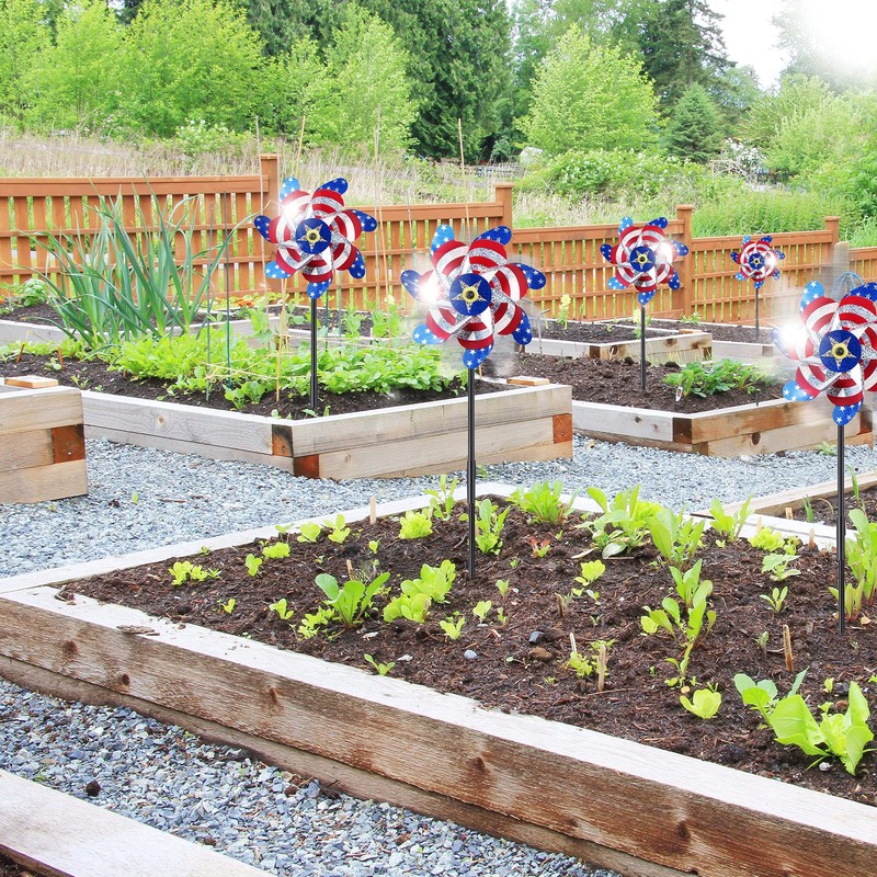 BATTIFE Reflective Pinwheels for Yard and Garden, Pre-Installed Sparkly Blind