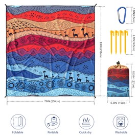 AISPARKY Beach Blanket Waterproof Sandproof Oversized 79" X 83" Lightweight Quick Drying Outdoor Vacation Essentials Picnic Mat for Camping,Travel,Hiking
