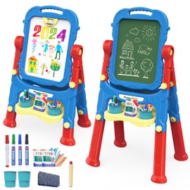 PicassoTiles Kids Art Easel AllinOne Drawing Board Chalkboard Whiteboard with Art Supplies STEM Educational Gift for Toddlers Boys Girls Age 3 to 8 Years Old Creative Learning Tool for Kids PBT02