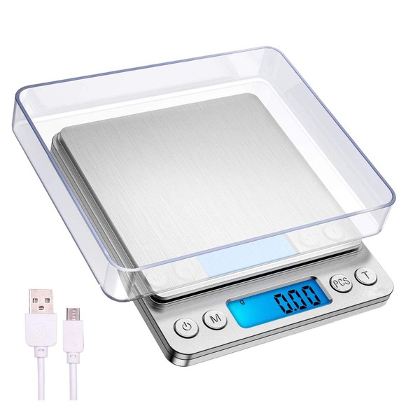 Kitchen Scales, Small USB Rechargeable Food Scale, Digital Baking Cooking