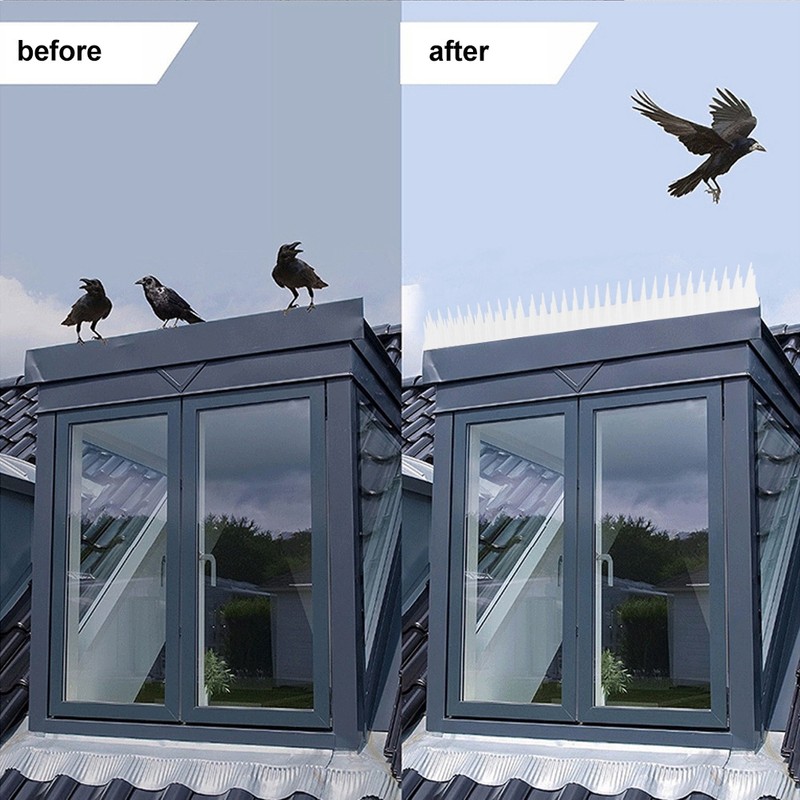 12Pcs Outdoor Plastic Anti Bird Spike Strips Repellent Defender for