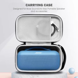 Carrying Case for SoundLink Max Portable Speaker, Hard Shell Portable Travel Case, Protective Case with Mesh Pocket for Power Cords & Accessories