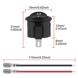 DWEII 10 Pack Round Rocker Switch 12V ON Off 12 Volt DC Circle Toggle Switch 2 Pin SPST 6A/250V 10A/125V AC 20MM Rocker Switch with Wires for Auto Car Marine Boat Household Appliances