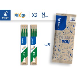 Pilot FriXion Gel Rollerball Pen Refills, 0.7 mm, Pack of 6, Green, with Erasable Ink, Compatible with FriXion Ball and FriXion Clicker 0.7, Medium Thickness