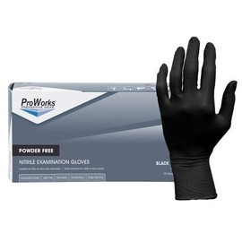 ProWorks GL-N107FL Gloves; Black Nitrile Powder-Free 100/Box Large 7 Mil Thick