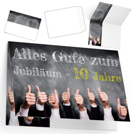 A4 XXL 10th Anniversary Card Thumbs High with Envelope – Elegant Anniversary Card – Congratulations Card for the 10th Service Anniversary Company Anniversary by BREITENWERK