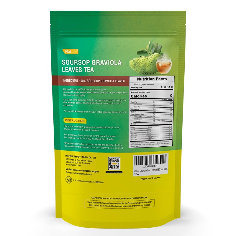 NalLife Soursop Leaves Tea pack of 50 Tea Bags