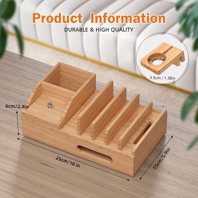 Pezin & Hulin Charging Station for Multiple Devices, Bamboo Charger