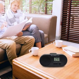 LCD Spanish Talking Clock,Display and Speaks The Day Hour annoucement, Blind or Visually impaired Seniors-Digital Day Clock Alarms