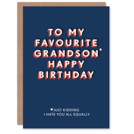 Artery8 Favourite Grandson Just Kidding Hate You All For Him Birthday Card