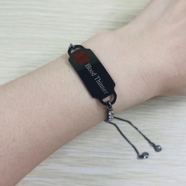 Tobestu Black Plated Medical Emergency Warning Tennis Bracelet - Red Medical Symbol Blood Thinner Bracelets for Women YA4988