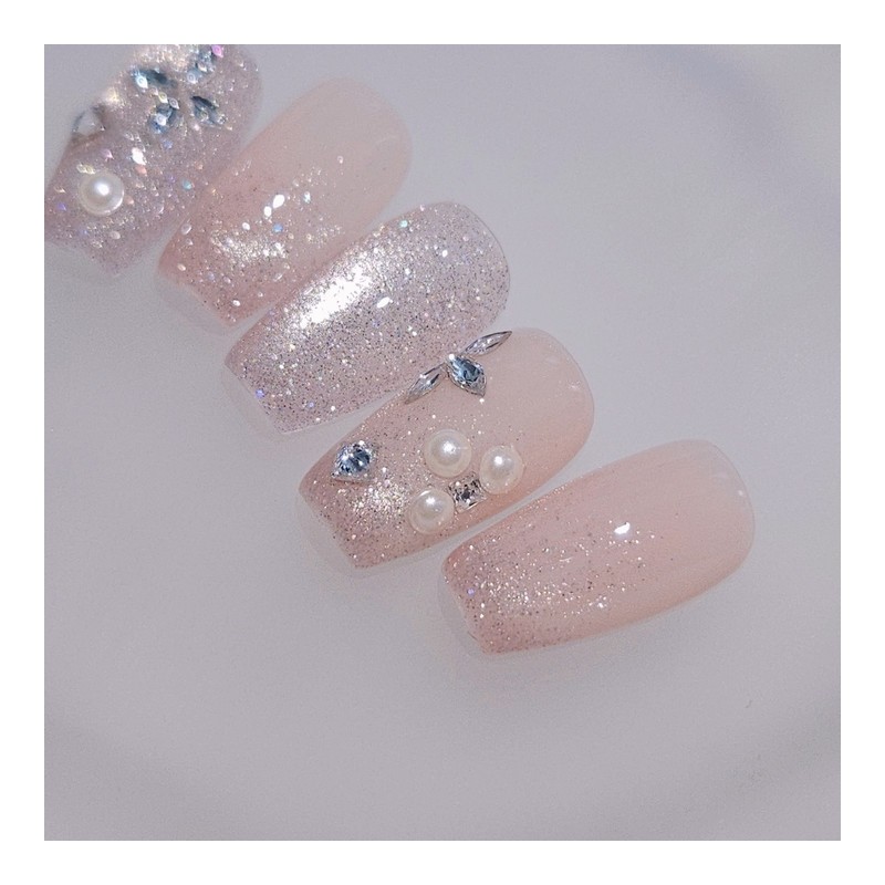 Pearl Drop Handmade Nail Tips - Almond Long / 펄드롭
