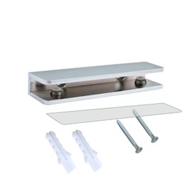 Dulles Glass Floating Shelf Brackets, Rectangular Clamps Heavy Duty, Chrome, for Glass, Wood, Acrylic Wall Mounted Shelf Support. 1 Piece