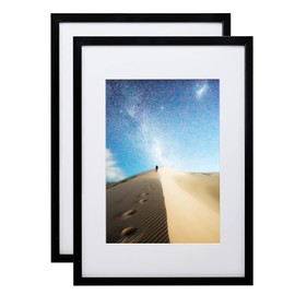 KINLINK A3 Picture Frames Black, 11.7 x 16.5 Photo Frames with Plexiglass for Picture A4 with Mat or A3 without Mat, Picture Frames for Wall Mounting Display, Set of 2