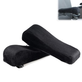 WAURCSY 2 Pack Office Chair Armrest Pads Covers with Memory Foam Elbow Pillow for Forearm Pressure Relief, Black Arm Rest Covers for Office Chairs, Wheelchair, Comfy Gaming Chair(Black)