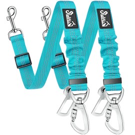 SlowTon Dog Seatbelt, 2 Pack Dog Seat Belt Car Leash Adjustable Elastic Bungee Buffer Heavy Duty Nylon Reflective Pet Safety Tether Connect to Dog Harness for Travel Riding in Vehicle