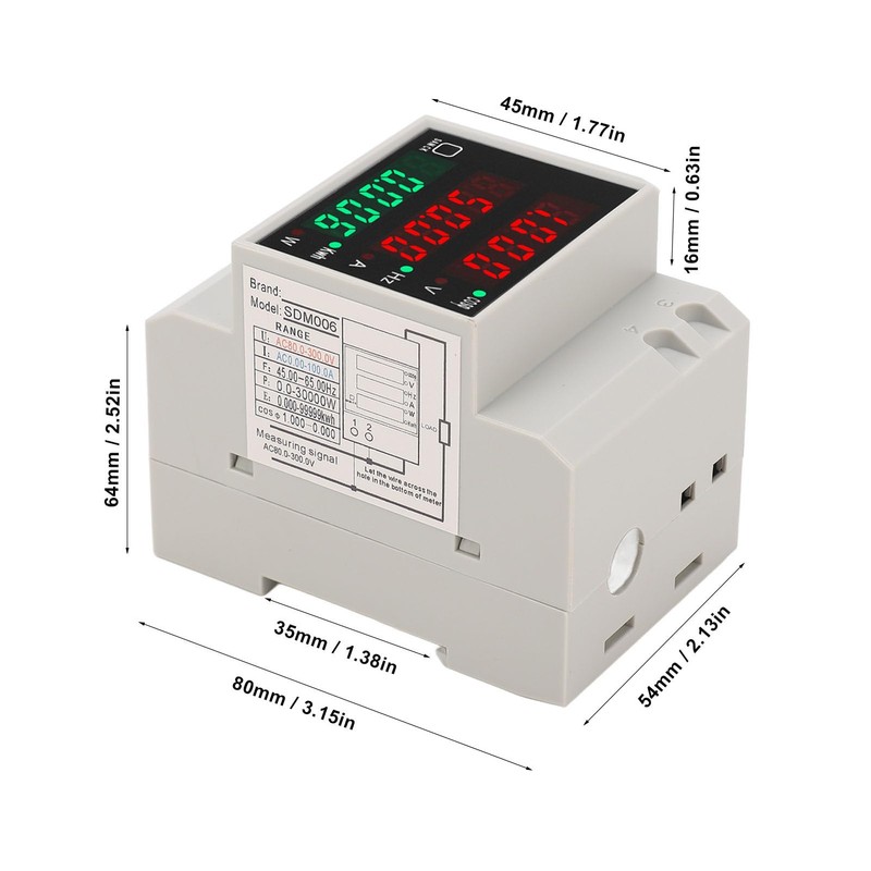 Jeffergarden Electric Meter Monitor AC 80-300V 0-100A Digital Power Meter
