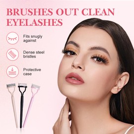 KAMOJI Folding Angle Scalloped Lash Brush, 2025 New Eyelash Comb Lash Separator Brow Brush, Upgrade Foldable Curled Eyelash Brush Separator Eye Makeup Eyelash Wand Brushes (Khaki)