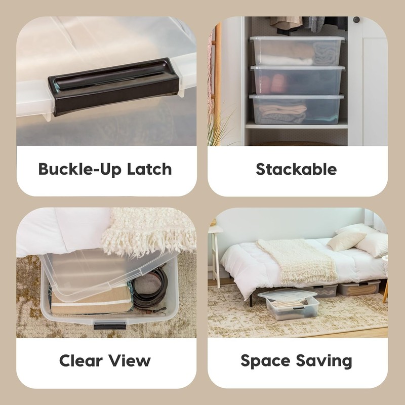 IRIS USA 33 Qt Plastic Under Bed Storage Organizer Bin