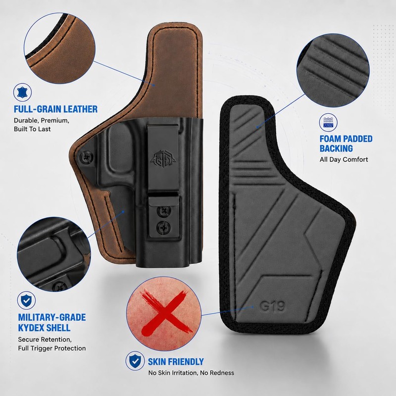 All Day Comfortable IWB Holster for Glock 19/19X (Gen 3-6)