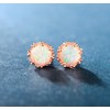 MDFUN Rose Gold Plated 6.0mm Round Brilliant Crown Opal and
