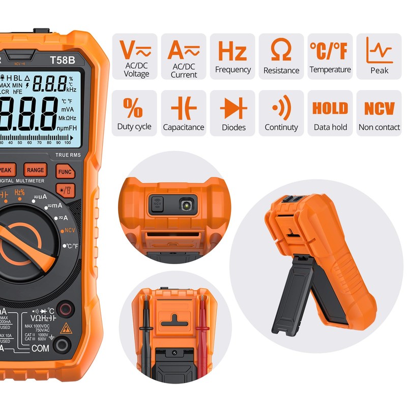 Proster Multimeter - TRMS 9999 Counts Digital Multimeter Auto Ranging