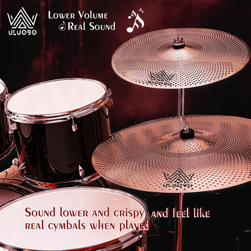 Low Volume Cymbal Pack 6 Pieces, Silent Cymbals, Quiet Cymbals
