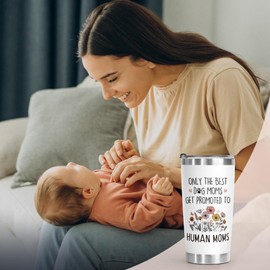 BaubleDazz New Mom Gifts for Pregnant Women, Funny Dog Mom Pregnancy Gifts, 20 oz Stainless Steel Tumbler, Gifts for New Mom, Mom to be Gift