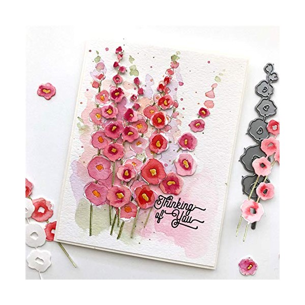 Hollyhocks Metal Cutting Dies Spring Flowers Leaf Invitation Cards Cutting