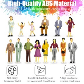 YouthLoxus 14pcs 1:25 Scale Miniature People Figures, Model Railway Accessories Character Statue, Dolls House People Used For Filling Micro Scenes, Miniature Scenes