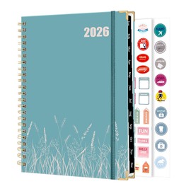 MOFELON Diary 2026-2026 Diary A5 Week to View, Jan 2026 - Dec 2026, Weekly & Monthly Planner, Academic Diaries 2026 with Twin-wire Binding, Hard Cover, 21.5 x 15.5 x 1.5cm (Blue Wheat)