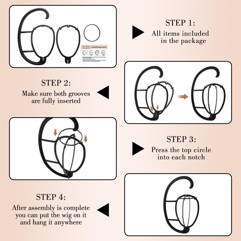 obeoby Wig Hanger, Hanging Wig Stand Portable Hanging Stand For