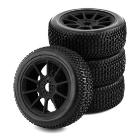 Losi Arrma Traxxas Hpi Front & Rear 17mm Hex TIRES & Wheels for 1/8 Team associated RC8 Buggy  #3 Black