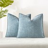 JUSPURBET Light Blue Chenille Throw Pillow Covers 22x22 inch Set