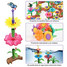 TIME4BUY Regalos Juguetes para Niñas - Juguetes de Construcción de Jardín，Juego de 272 Piezas de Juguetes Educativos, Juegos de Aprendizaje Apilables de Flores Regalo para Niños de 3 4 5 6 7 Años