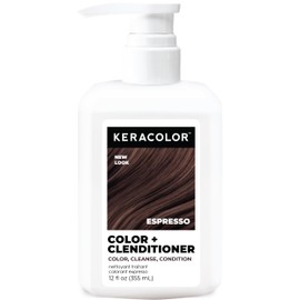 Keracolor Color + Clenditioner 3-in-1 Color-Depositing Conditioner, Gently Cleanses & Conditions, Semi-Permanent Espresso Hair Color, 12 Fl Oz