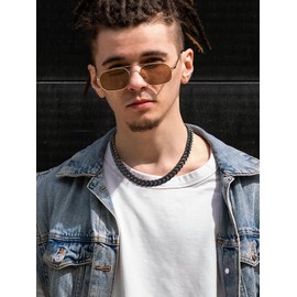 FindChic Black Chain Necklace for Women, Chunky Curb Chain Necklace Hip Hop Jewelry Thick 12MM 18inch Cuban Link Chains