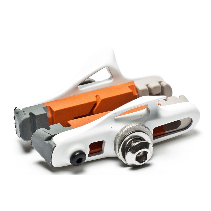 AWE® White Cassette Road Brake Blocks Grey/Orange/White 55mm