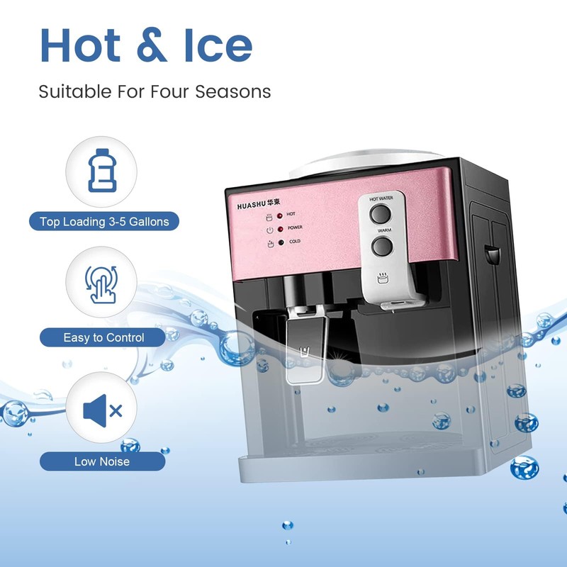 Top Loading Water Cooler Dispenser, Desktop Electric Hot and Cold