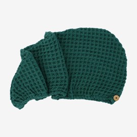 KOSMU Hair Towel | 100% Cotton Silk Hair-Drying Waffle Wrap Turban for Women, Ultra-Absorbent, Anti Frizz, Hair Damage Protection for Straight and Curly Hair (Forest Green, Set of 1)