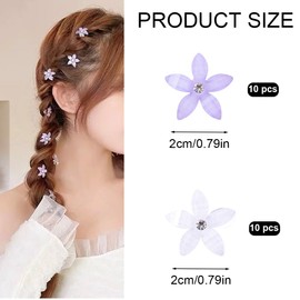 Gaodercha 20pcs Flower Hair Clips 2 Colours Rhinestone Petal Hair Clip Cute Trendy Flower Hair Clip Mini Pearl Claw Flower Clips for Women Birthday Party Wedding