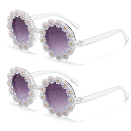 JINHUIBBA Women round Flower Sunglasses Flower Cute Glasses UV 400 Protection for Outdoor Beach