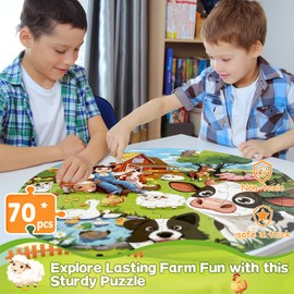 TALGIC Puzzles for Kids Ages 4-6, Large 70 Piece Round Ocean Floor Puzzles, Kids Puzzles 4-6 with Colorful Underwater World, Educational Learning Toys for 3, 4, 5, 6, 7, 8