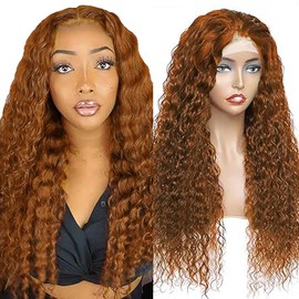 Lakaisa Curly Wave Human Hair Wig, Brown, 4x4 Lace Front Real Hair Wig, Wear and Go Glueless, 100% Unprocessed Brazilian Remy Hair Wig, Real Hair, Women, No Smell for Woman, 26 Inches (66 cm)