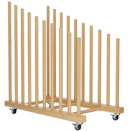 Evellstor Art Storage Rack with Caster Wheels, 9 Section Wooden Art Canvas Storage for Frames and Drawing Board, Printed Matters, Paper Pads for Studio, Gallery, Art Exhibition