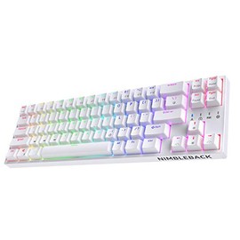 LTC NB681 Nimbleback Wired 65% Layout Mechanical Keyboard, RGB Backlit Ultra-Compact 68 Keys Gaming Keyboard with Hot-Swappable Tactile Blue Switch and Stand-Alone Arrow/Control Keys, White