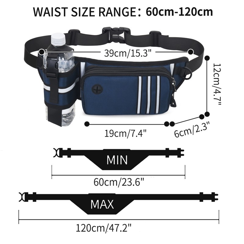 Dog Hands Free Leash with Zipper Pouch Water Bottle Holder