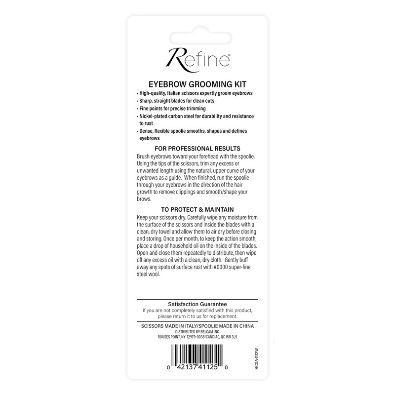 REFINE - Italy Eyebrow Scissors with Wooden Handle Spoolie Grooming