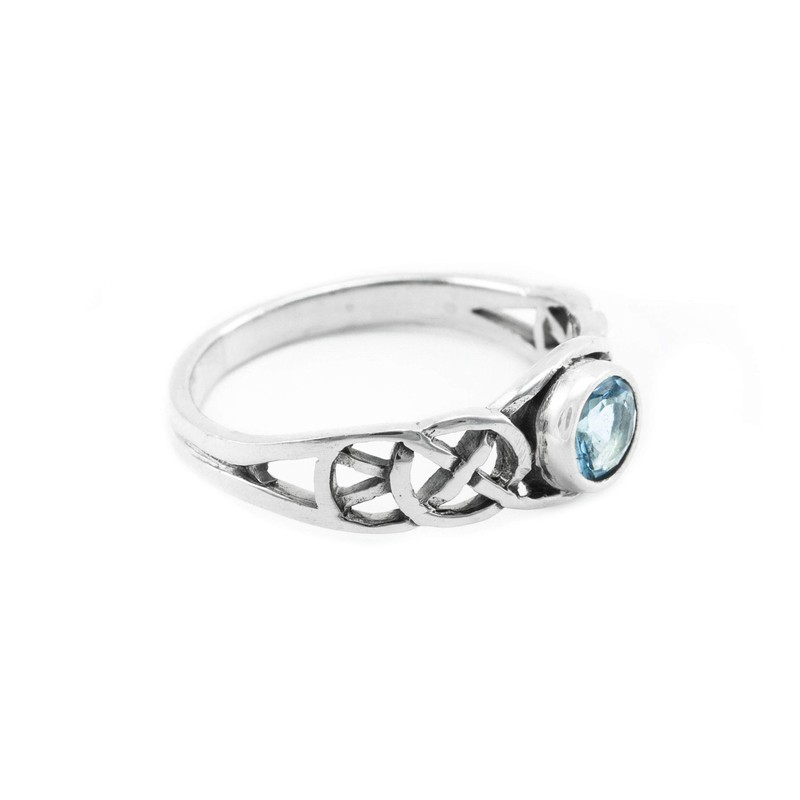 Windalf TÂMIA Celtic Ring 6mm Blue Topaz Engagement Ring Cubic
